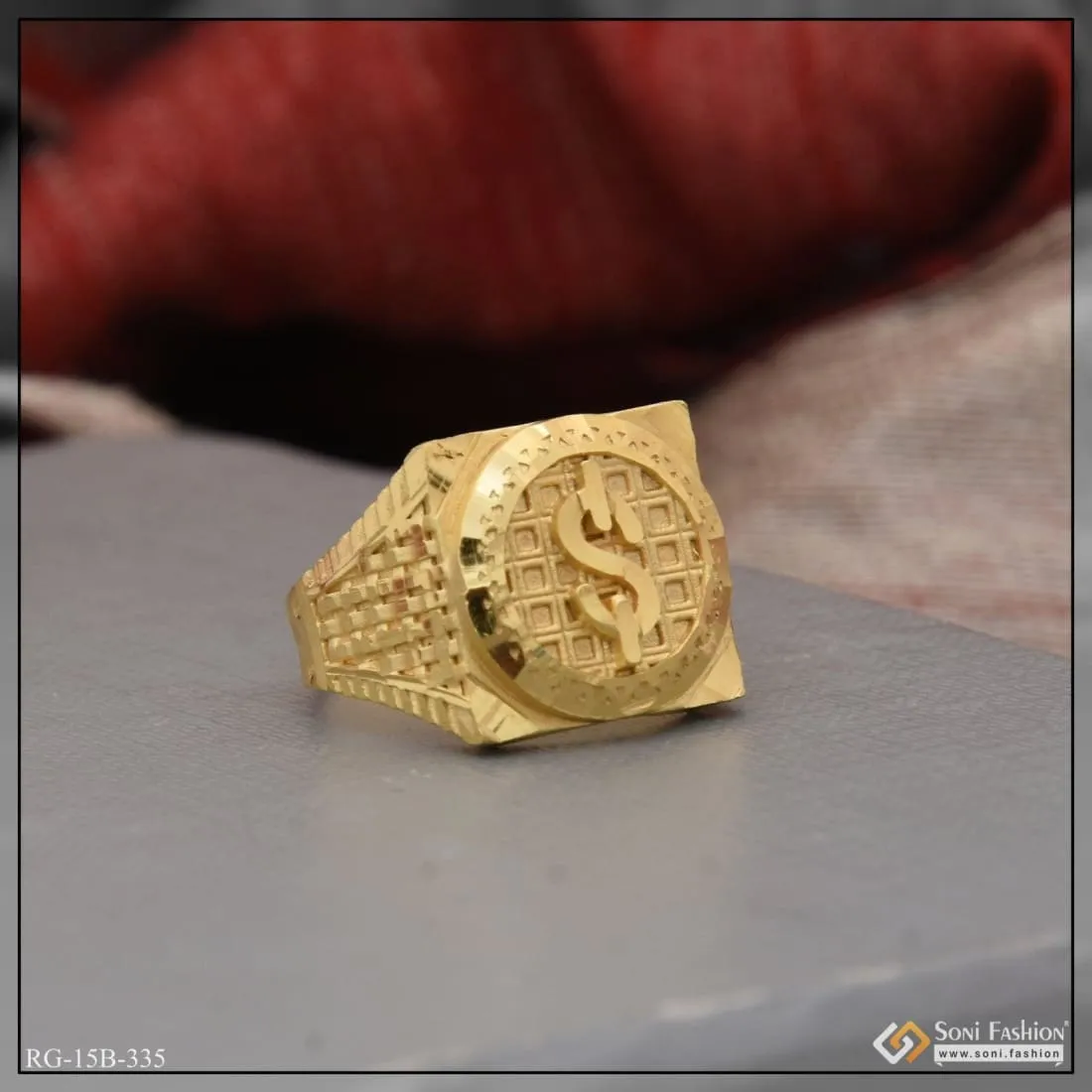 1 Gram Gold Plated Dollar Best Quality Attractive Design Ring For Men - Style B335