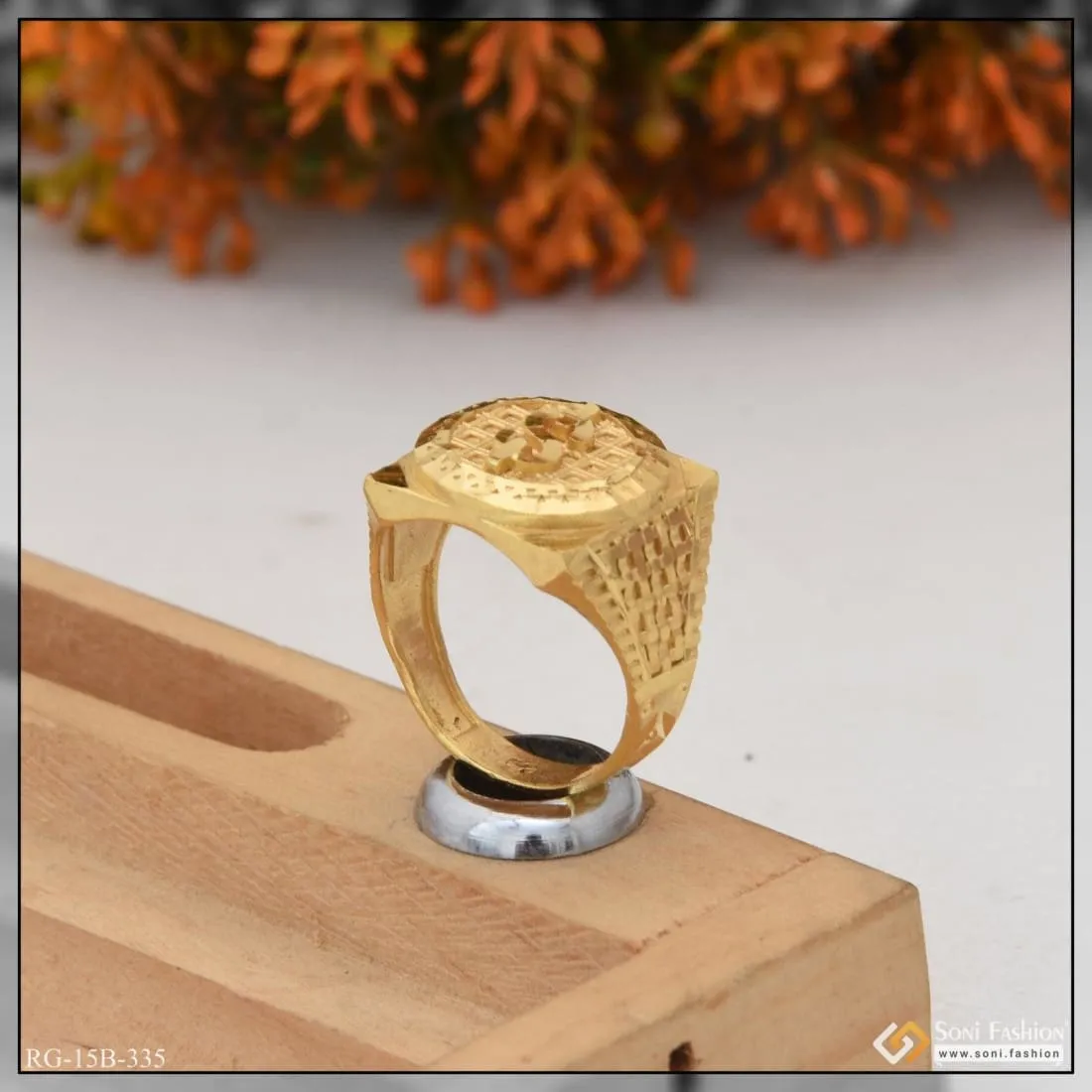 1 Gram Gold Plated Dollar Best Quality Attractive Design Ring For Men - Style B335