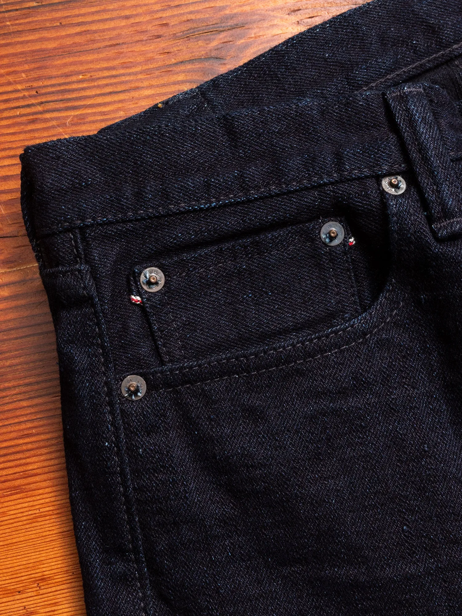 1108SR-BK "Super Rough" 15.5oz Indigo/Black Selvedge Denim - Slim Straight Fit