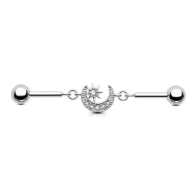 14G Moon and Sun Industrial Piercing Barbell