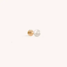 14K Solid Gold Baby Pearl Threaded Labret Earring 3mm