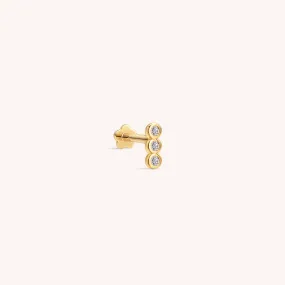 14K Solid Gold Sparkle Trio Diamond Threaded Labret