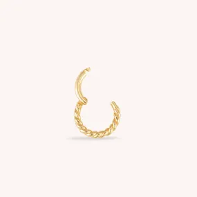 14K Solid Gold Twist Rope Tiny Clicker 6mm