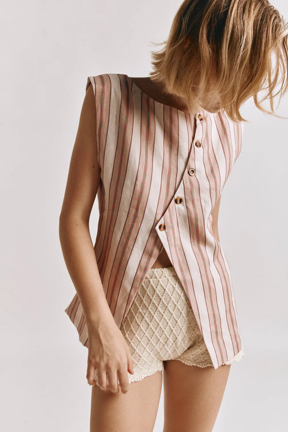 Aria Vest Pink Stripe