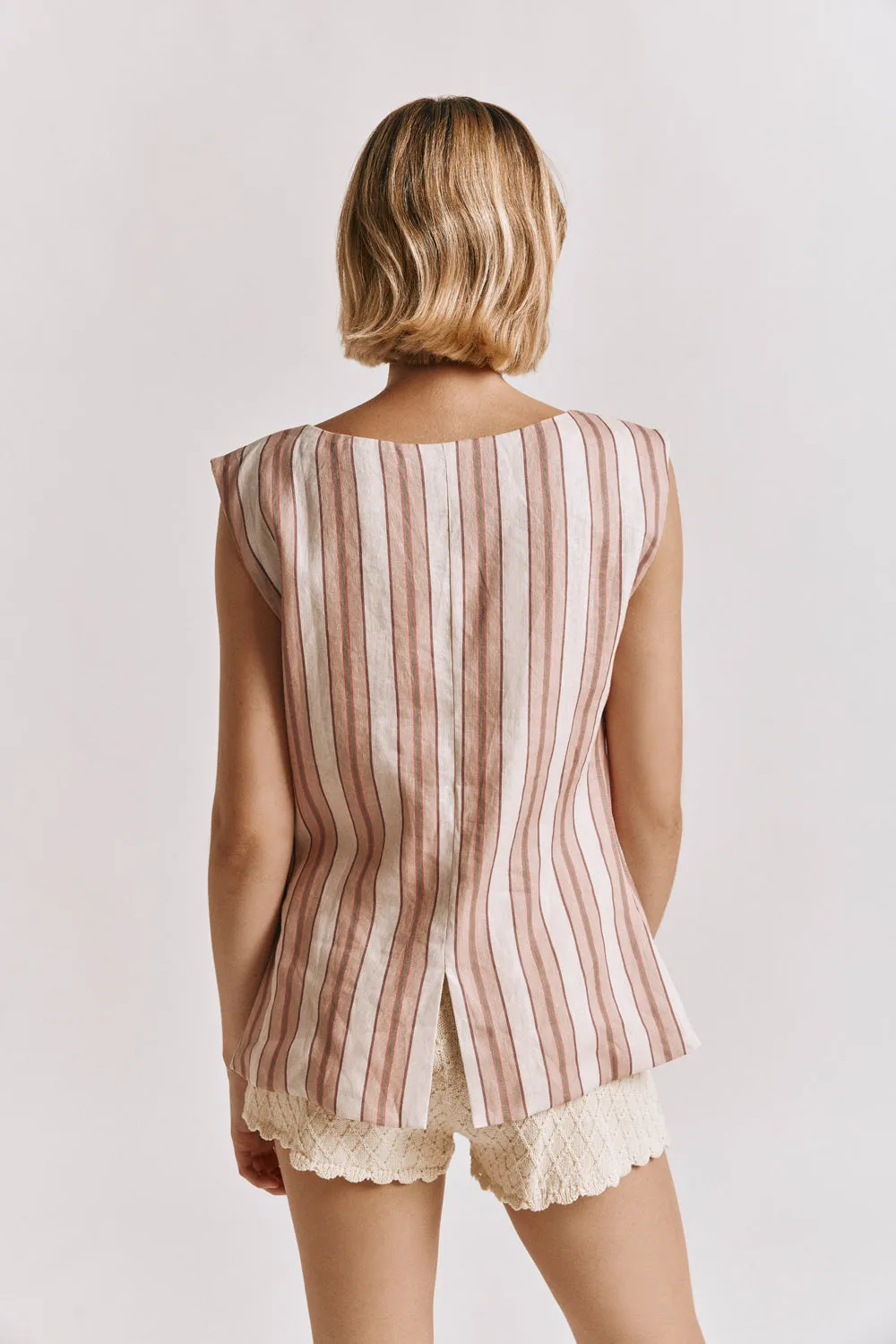 Aria Vest Pink Stripe