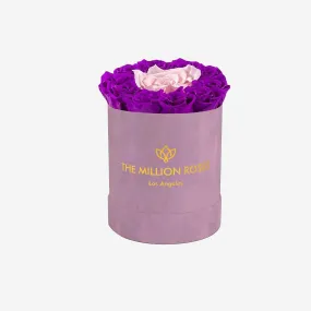 Basic Light Pink Suede Box | Bright Purple & Light Pink Mini Roses