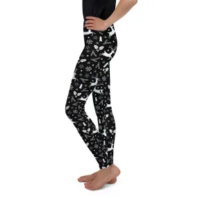 Black Reindeer Christmas Youth Leggings