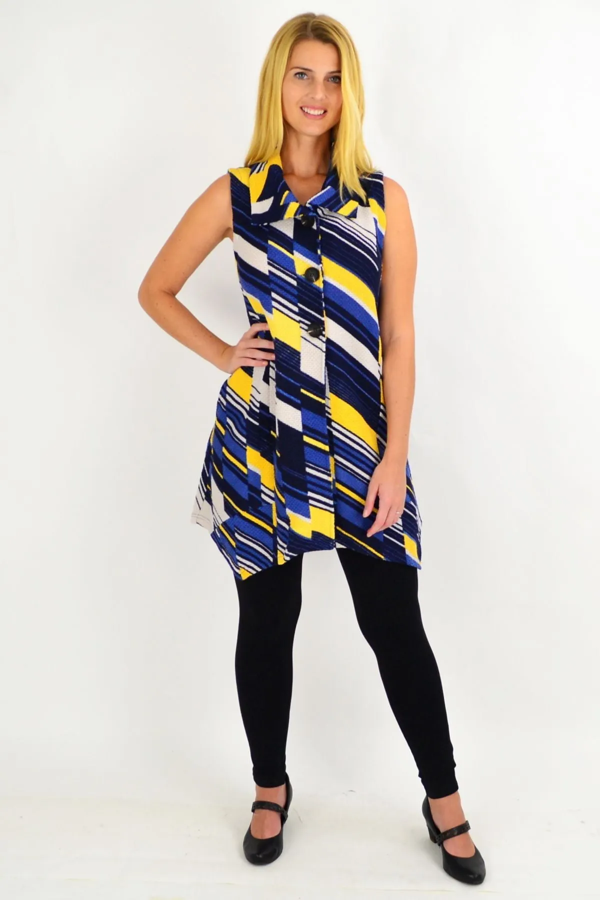 Blue Renee Sleeveless Swing Tunic Vest