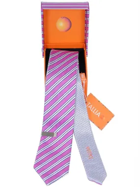 Boy's Skinny Tie 17980 Fuschia/Grey Reversible