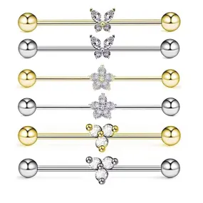 Butterfly Inlaid Zircon Stainless Steel Industrial Piercing