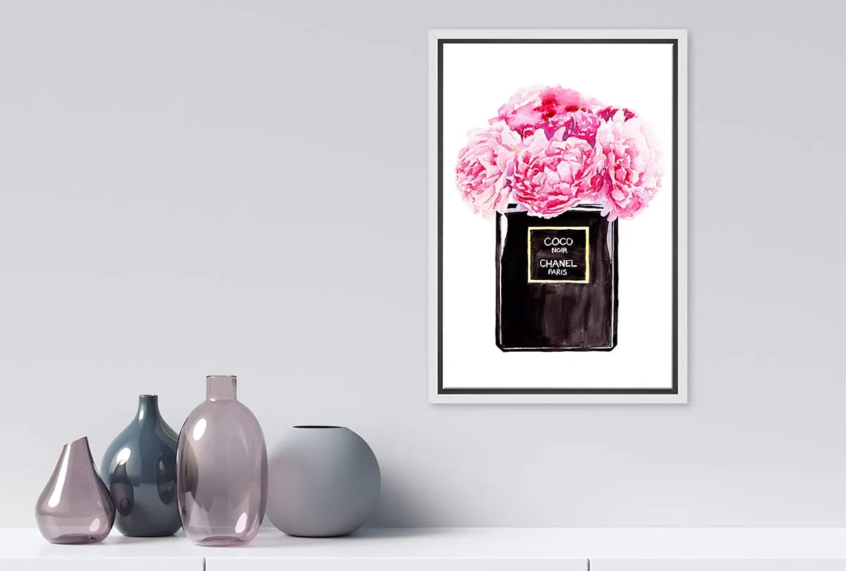 Chanel Perfume Pink Flowers | Fashion Canvas Wall Art Print