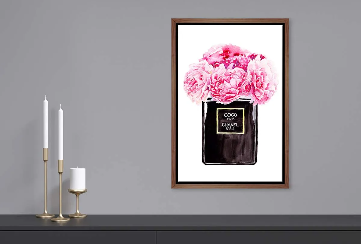 Chanel Perfume Pink Flowers | Fashion Canvas Wall Art Print