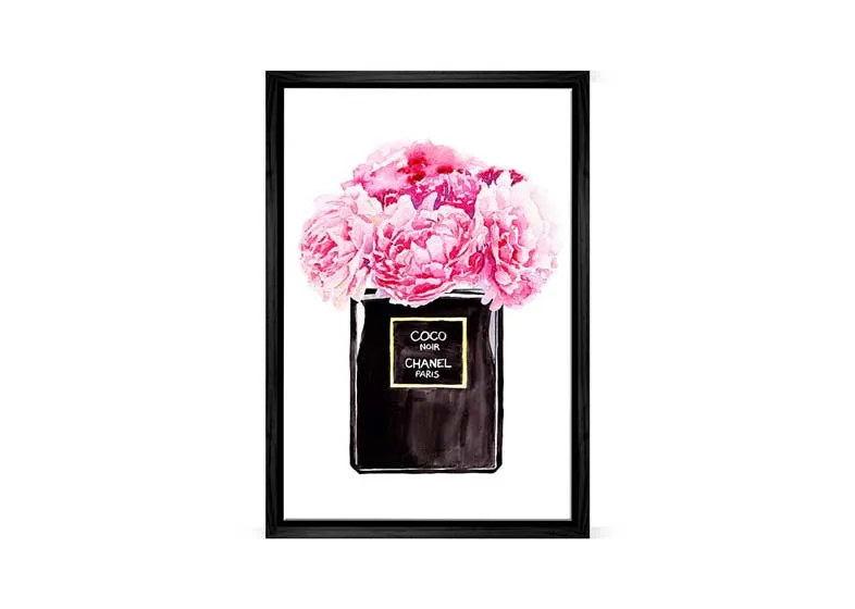 Chanel Perfume Pink Flowers | Fashion Canvas Wall Art Print