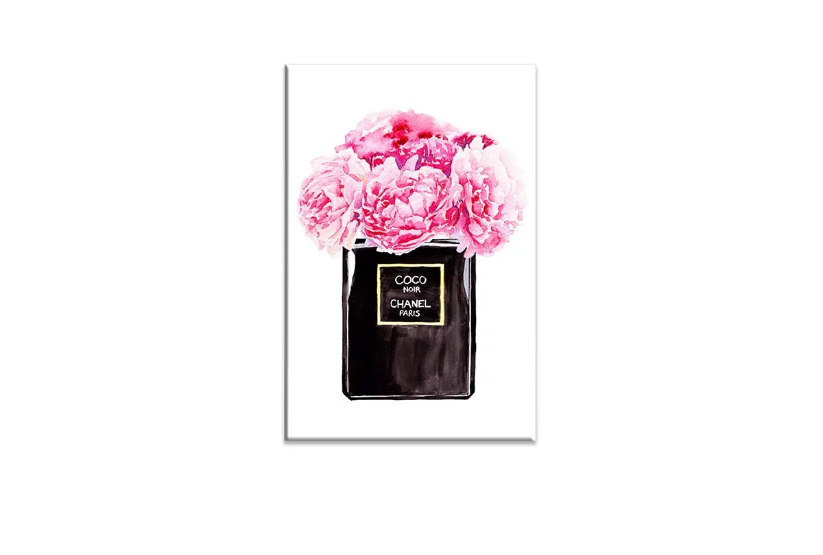 Chanel Perfume Pink Flowers | Fashion Canvas Wall Art Print