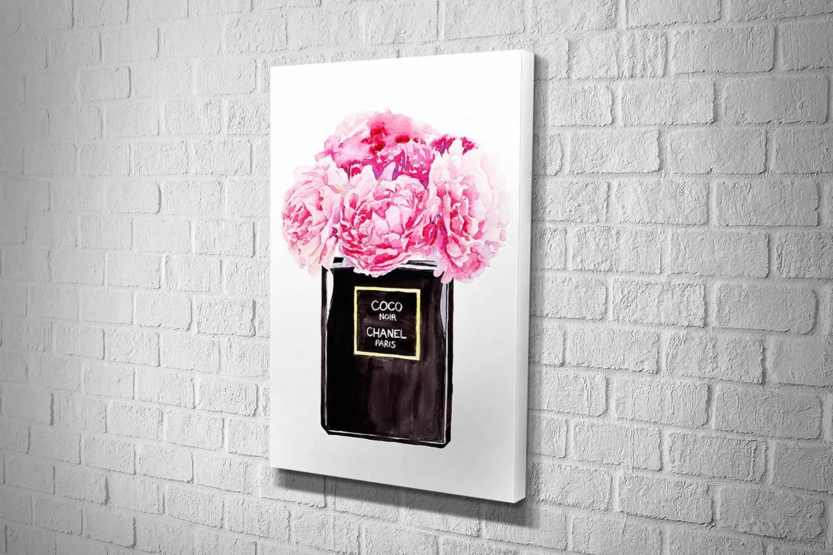 Chanel Perfume Pink Flowers | Fashion Canvas Wall Art Print