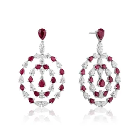 Diamond and Ruby Pendant Earrings