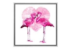 Flamingo With Love Heart | Canvas Wall Art Print