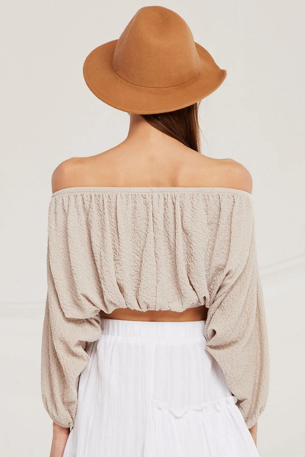 Hailey Textured Off Shoulder Crop Top