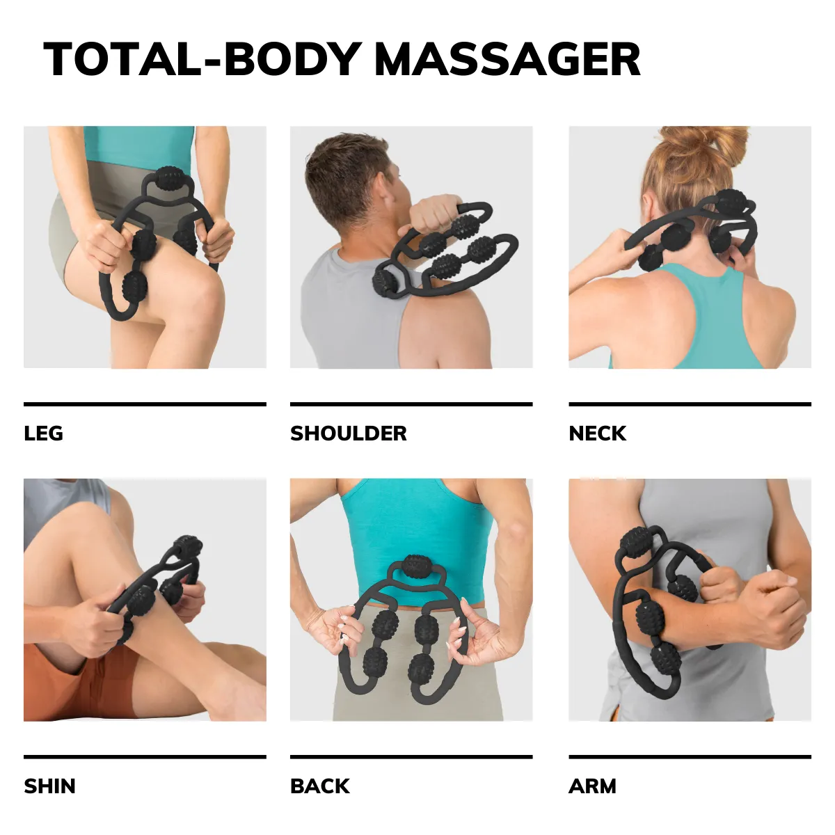 Handheld Massage Roller | Fit Roller Pro Full Body Massaging Tool for Sore Deep Tissue Muscle Relief