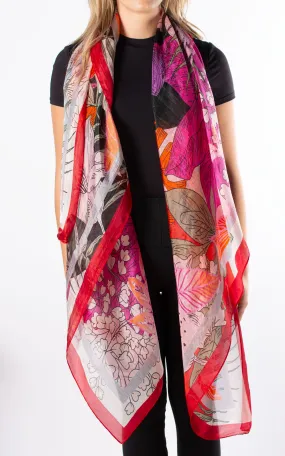 Hot Pink & Red Chameleon Silk Scarf