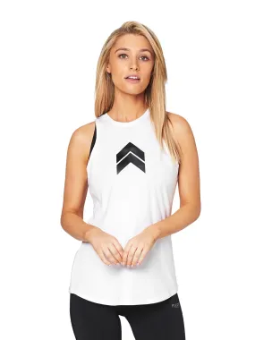 JACQUELINE HIGH NECK SINGLET - WHITE (Black Print)