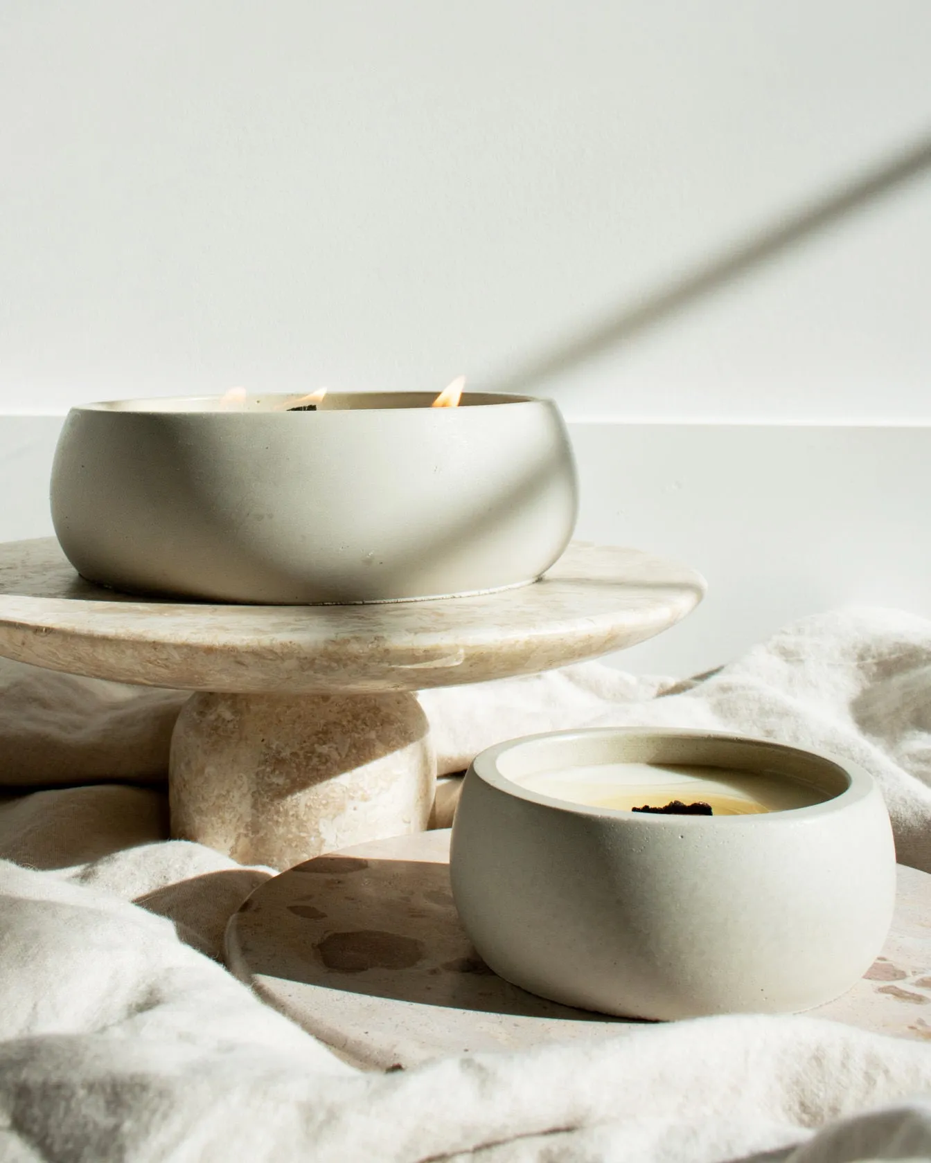 Live By The Sun Coconut Soy Candle - Concrete Wooden Wick Vessel