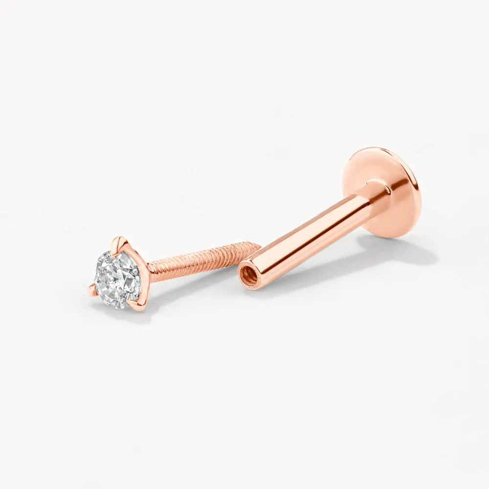 Micro Diamond Helix Single Stud Earring in 10k Rose Gold