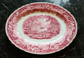 MINT CONDITION - VINTAGE MASON'S VISTA PINK / RED TRANSFERWARE EXTRA LARGE PLATTER 15-1/2" - NO CRAZING - NEVER USED - MADE IN ENGLAND