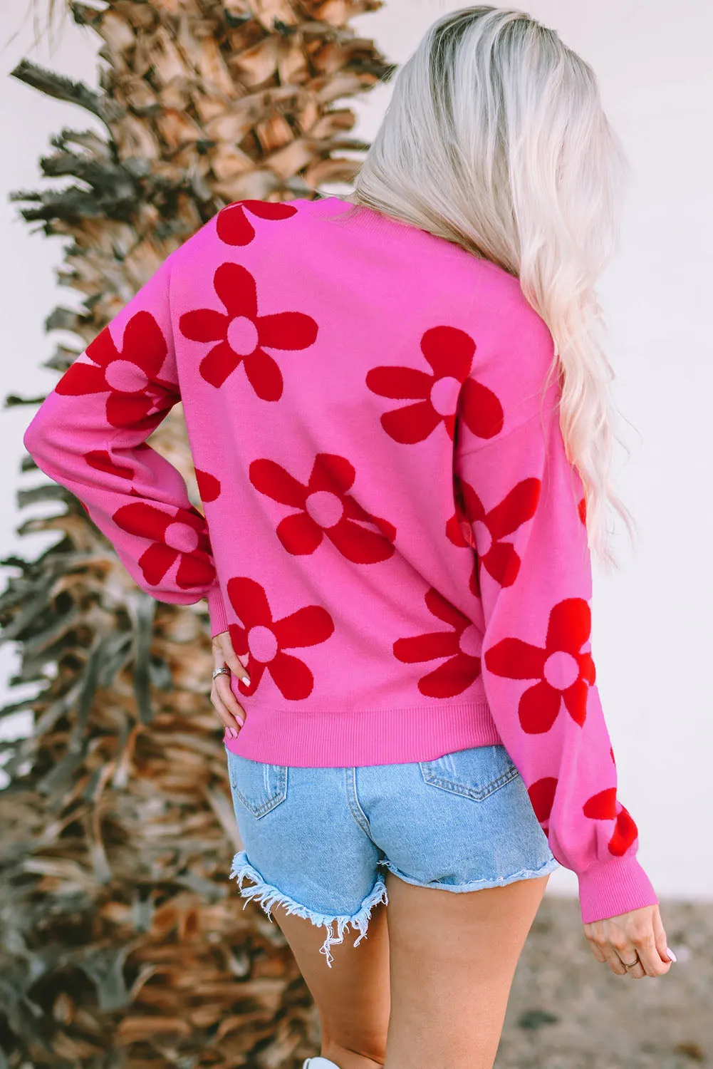 Pink daisy sweater