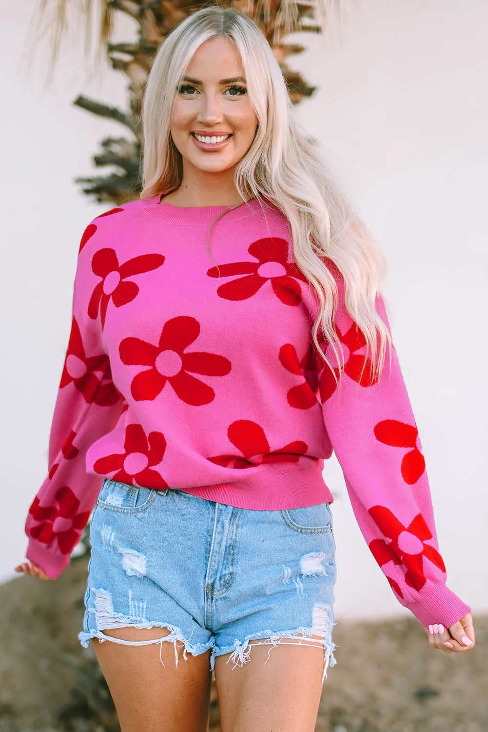 Pink daisy sweater