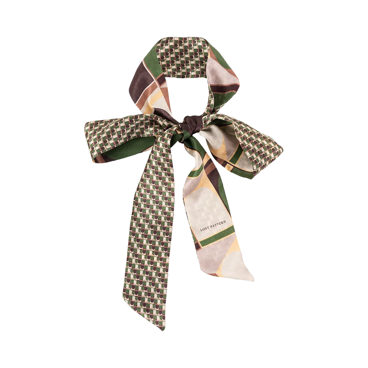 "Modular" Silk Skinny Scarf - Green