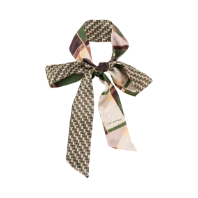 "Modular" Silk Skinny Scarf - Green