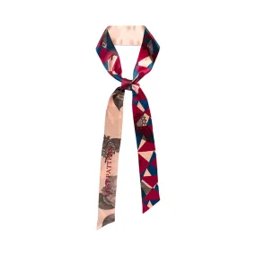 "Prism" Silk Skinny Scarf - Crimson Red