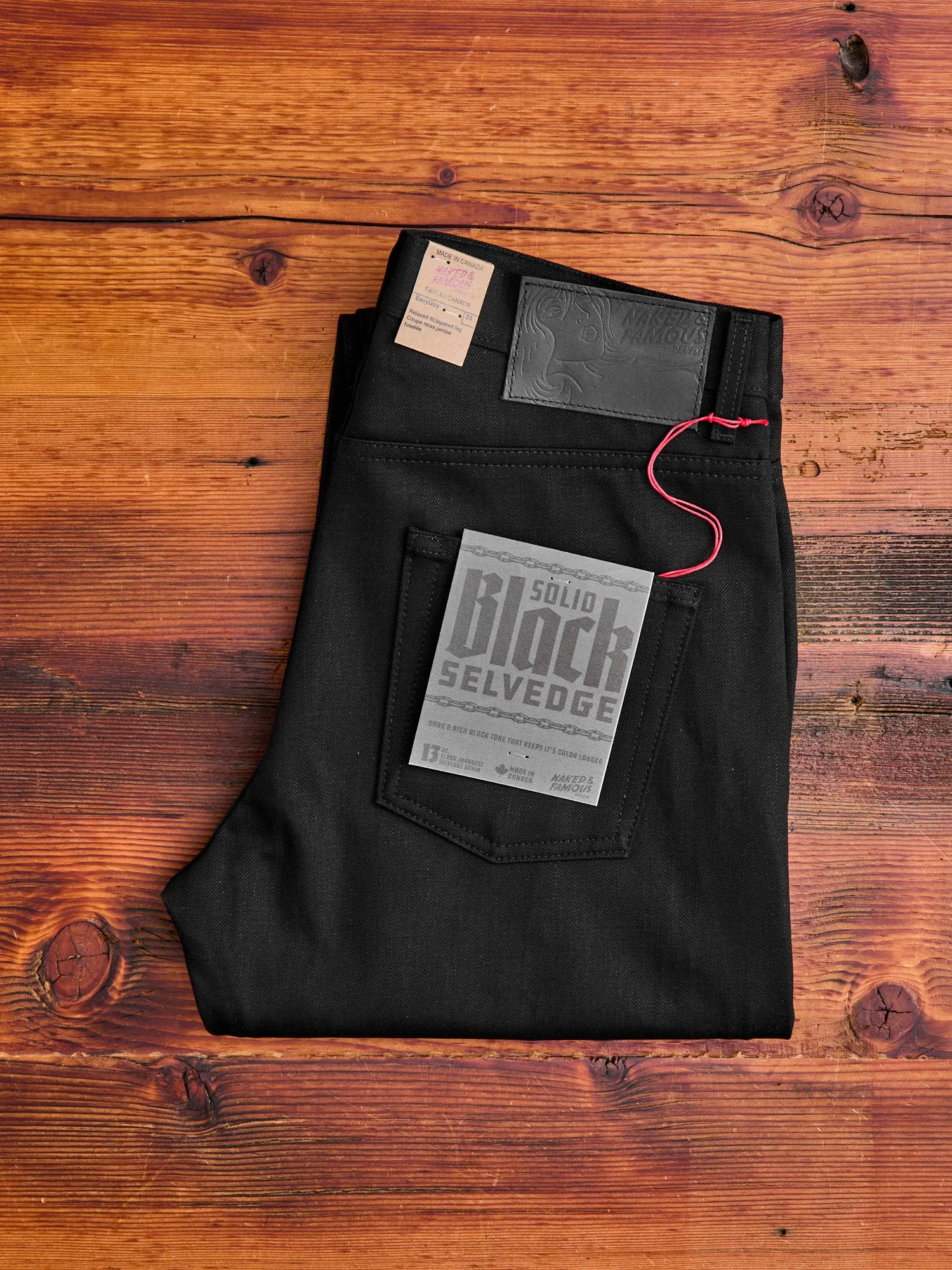 "Solid Black" 14oz Selvedge Denim - Easy Guy Fit