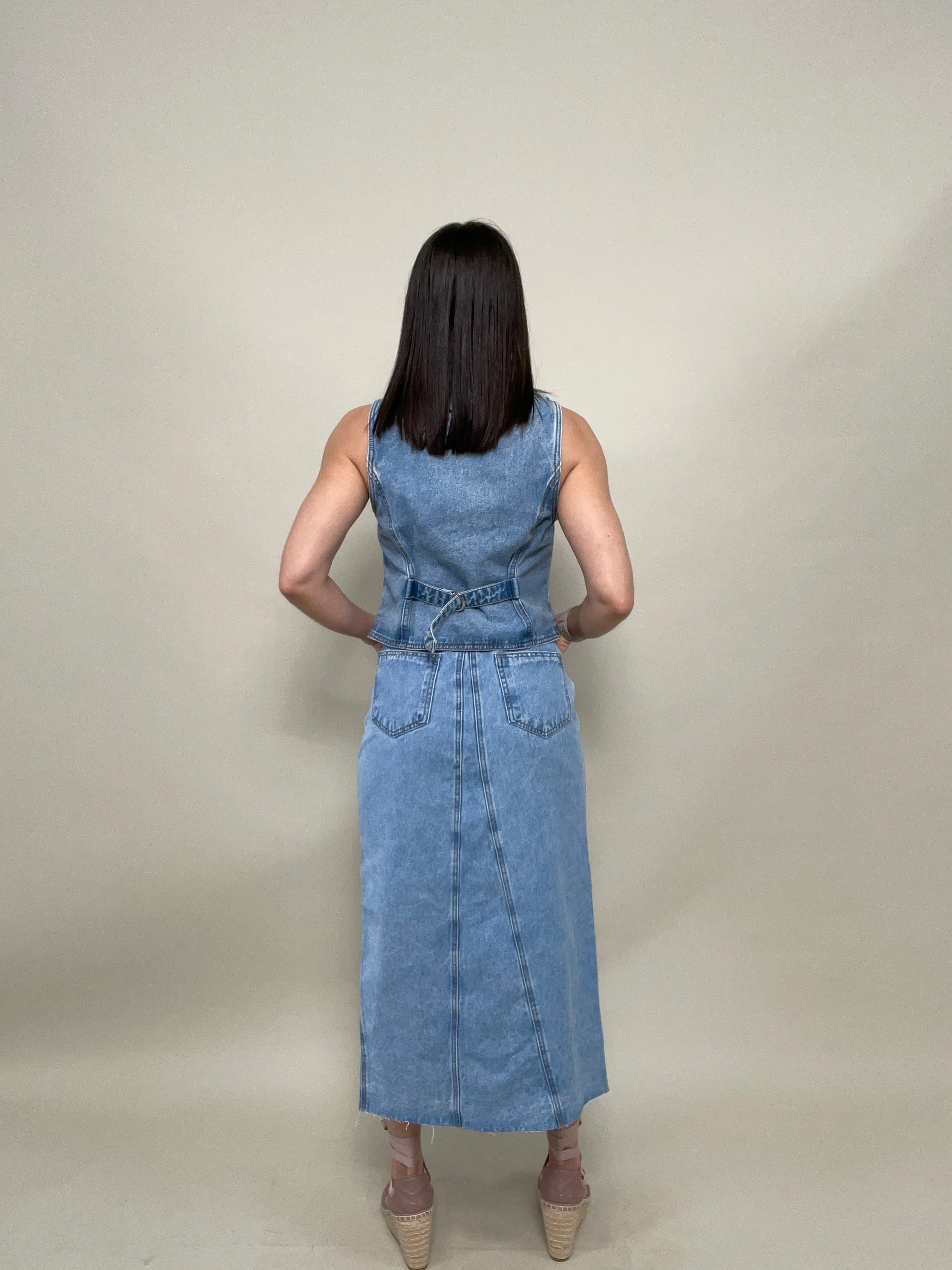 Rosalyn Vest & Denim Skirt Set