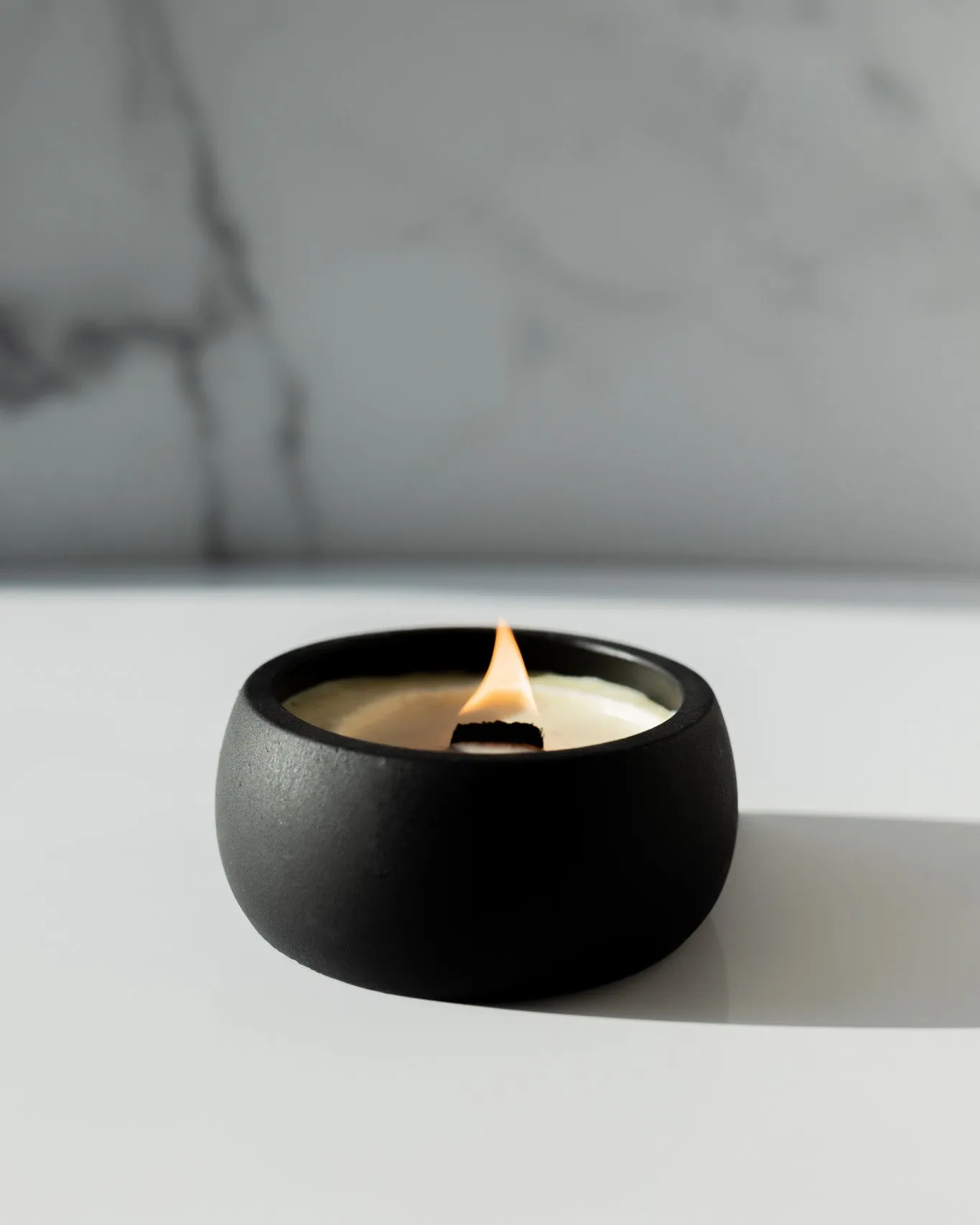 Take A Hike Coconut Soy Candle - Black Concrete Wooden Wick Vessel