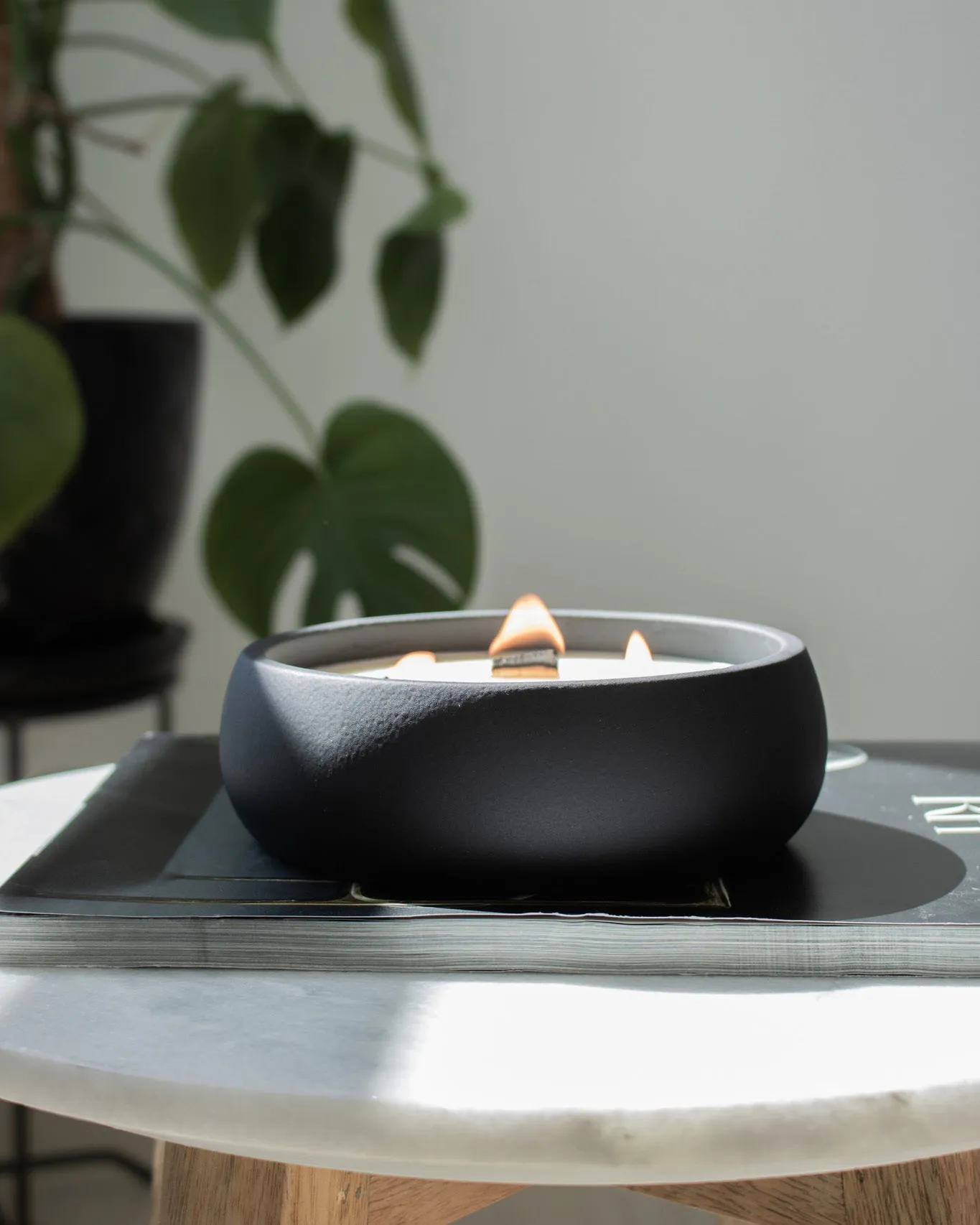 Take A Hike Coconut Soy Candle - Black Concrete Wooden Wick Vessel